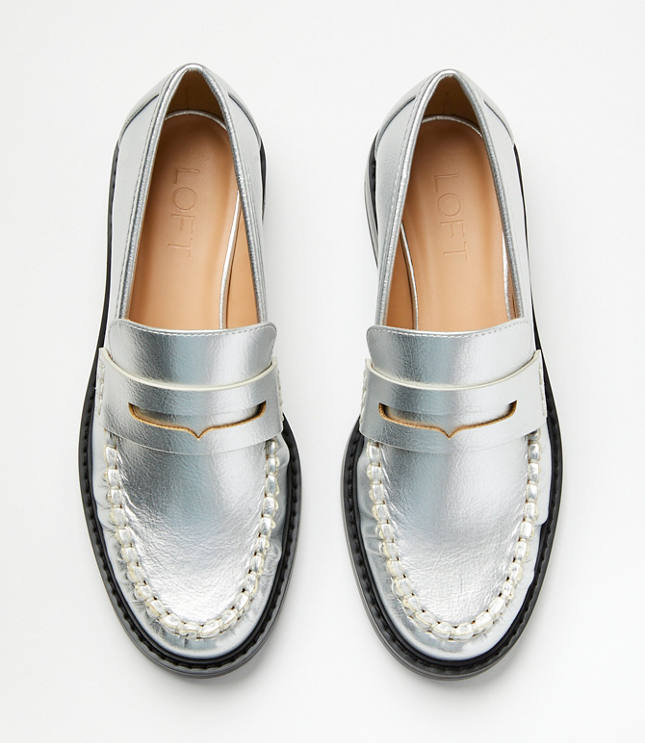 Metallic Modern Penny Loafers