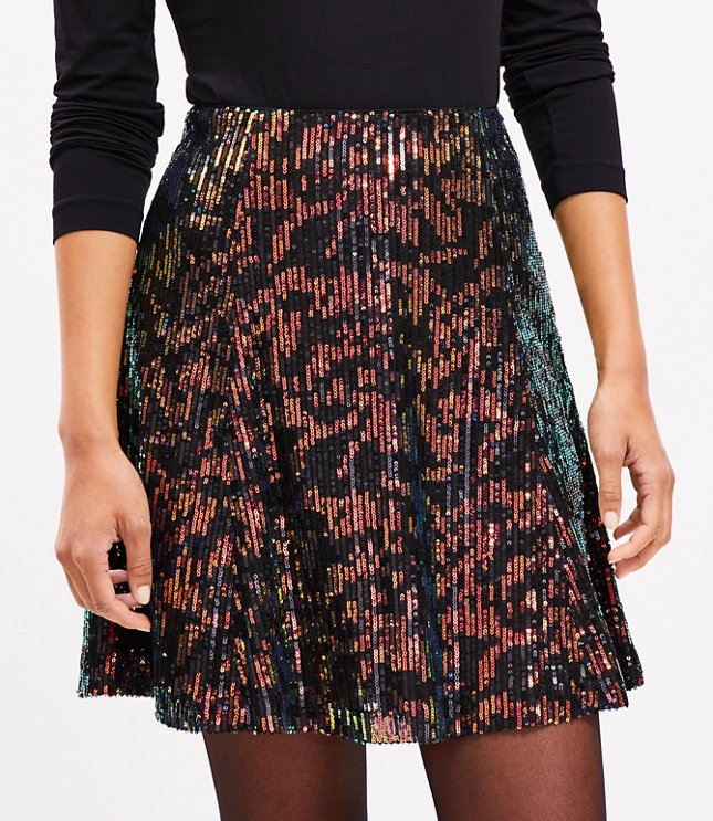 Sequin Seamed Skirt