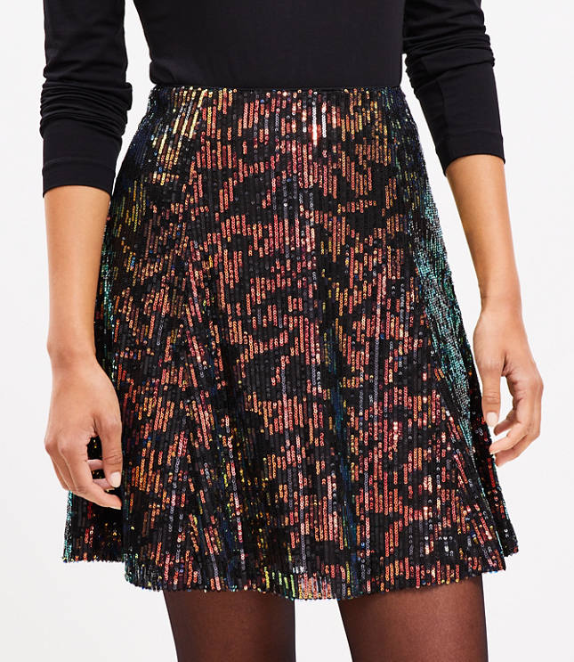 loft sequinned seamed skirt to wear with black turtleneck 