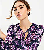Floral Ruffle Tie Neck Blouse carousel Product Image 2
