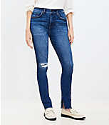 Petite Curvy Ankle Slit Fresh Cut High Rise Skinny Jeans in Dark Vintage Wash carousel Product Image 1