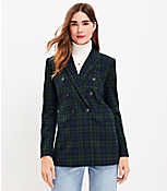 Petite Plaid Brushed Flannel Double Breasted Blazer carousel Product Image 1