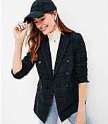 Petite Plaid Brushed Flannel Double Breasted Blazer carousel Product Image 2