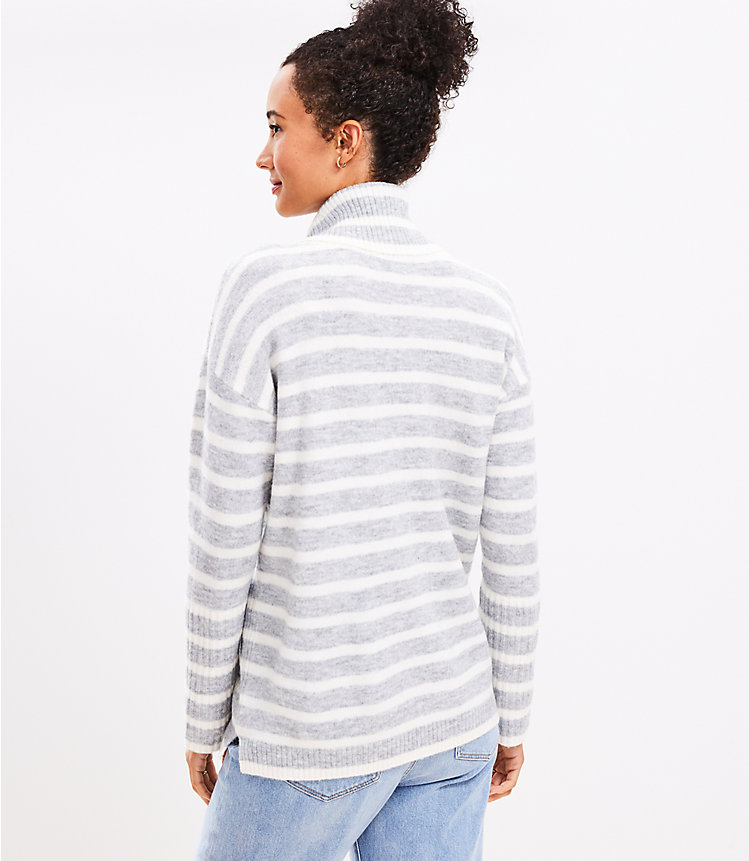Petite Striped Ribtrim Turtleneck Tunic Sweater image number 2