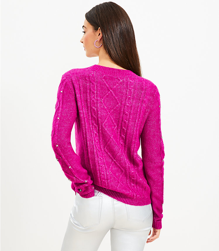 Petite Sparkle Cable Sweater image number 2