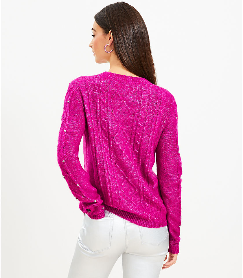 Petite Sparkle Cable Sweater
