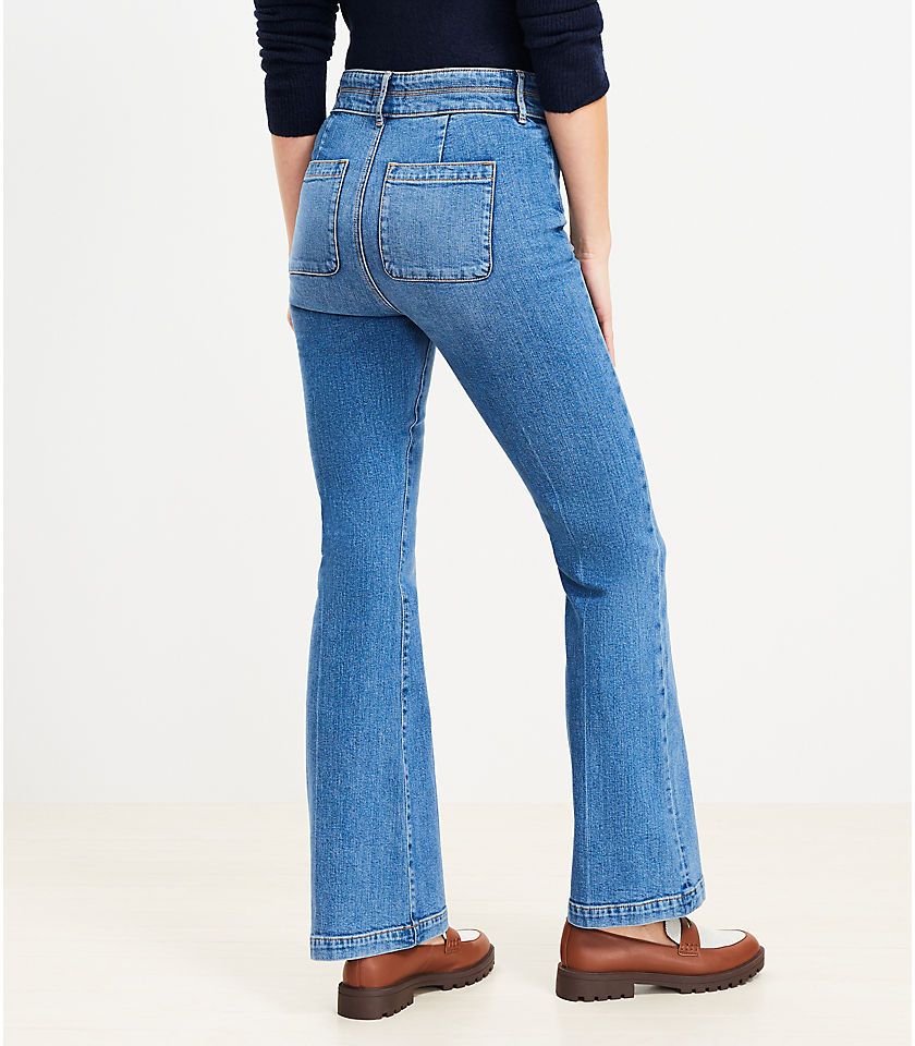 Petite High Rise Slim Flare Jeans in Vintage Mid Indigo Wash