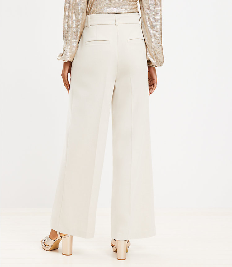 Petite Belted Wide Leg Pants in Heathered Brushed Flannel image number 2