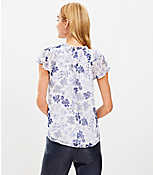 Petite Floral Ruffle Tie Neck Flutter Top carousel Product Image 3