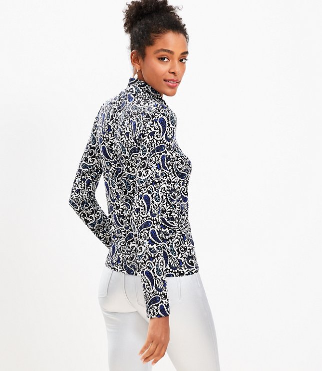 Lace Paisley Long Sleeve Turtleneck Top