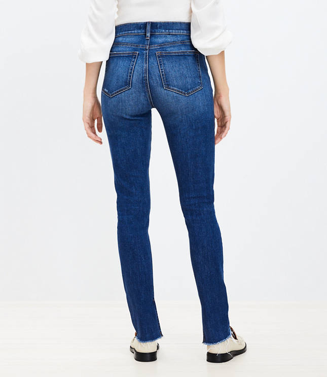 Petite Ankle Slit Fresh Cut High Rise Skinny Jeans in Dark Vintage Wash