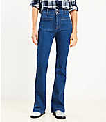 Petite High Rise Slim Flare Jeans in Rinse Wash carousel Product Image 1