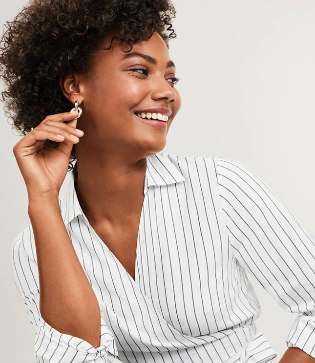 Loft striped wrap top on sale