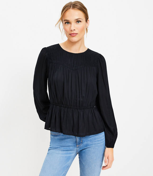 Pleated Tie Neck Top