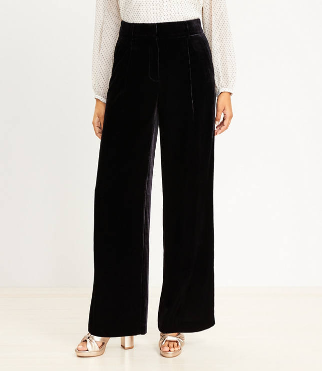 Tall Pleated Tapered Pants in Velvet