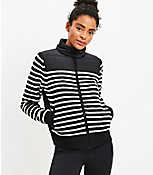Lou & Grey Striped Puffer Back Sweater Jacket carousel Product Image 1