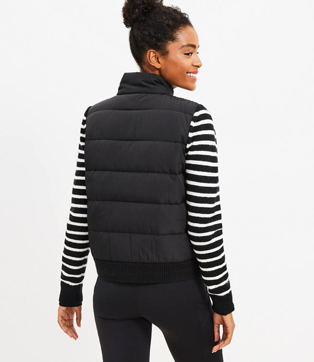 Lou & Grey Striped Puffer Back Sweater Jacket