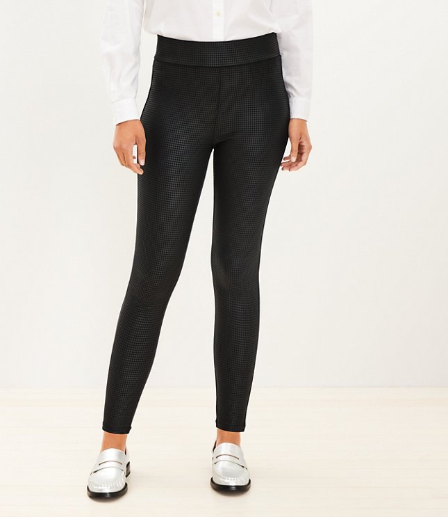Tall Houndstooth Coated Ponte Leggings