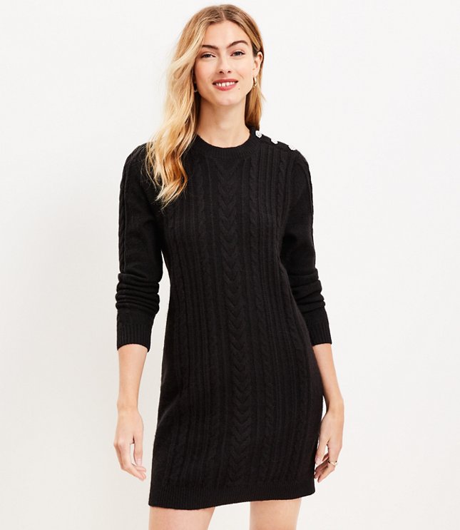 Cable Knit Sweater Dress with Lace Tights - Marblelously Petite