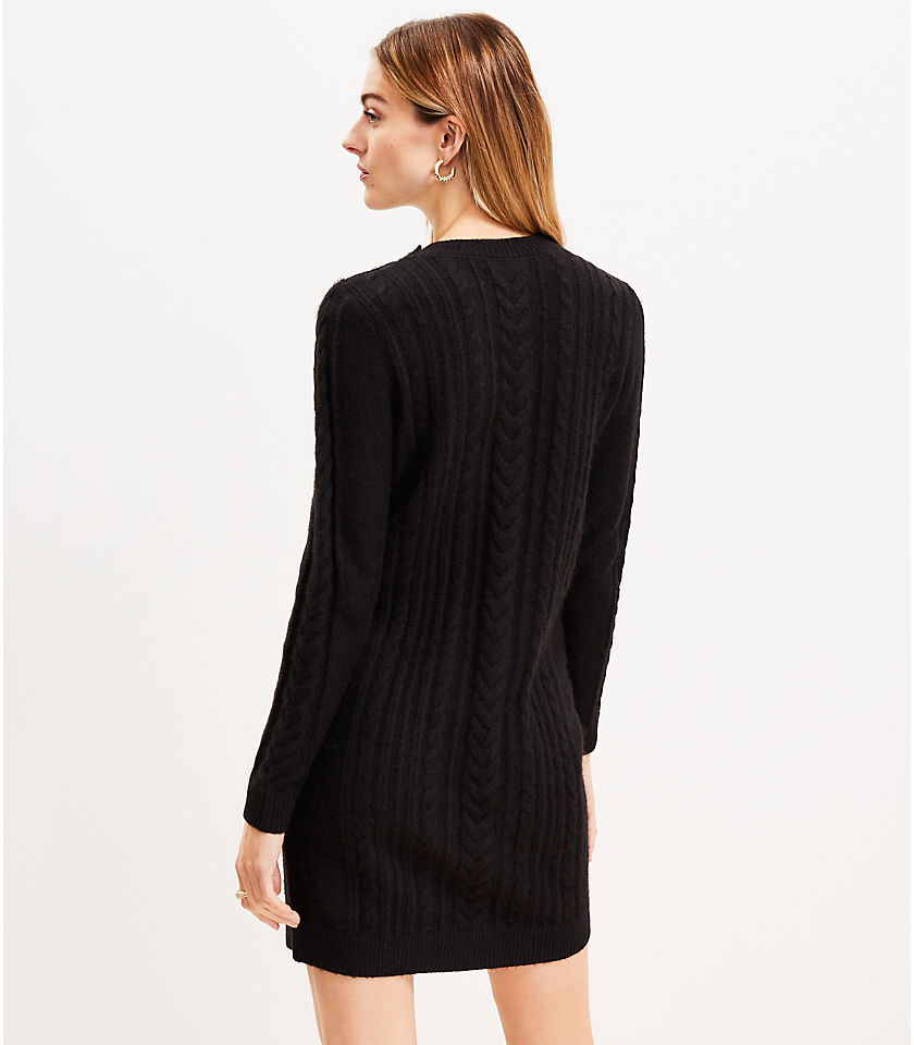 Petite Shoulder Button Cable Sweater Dress