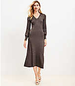 Petite Shimmer Ribbed Button Cuff Midi Sweater Dress carousel Product Image 1