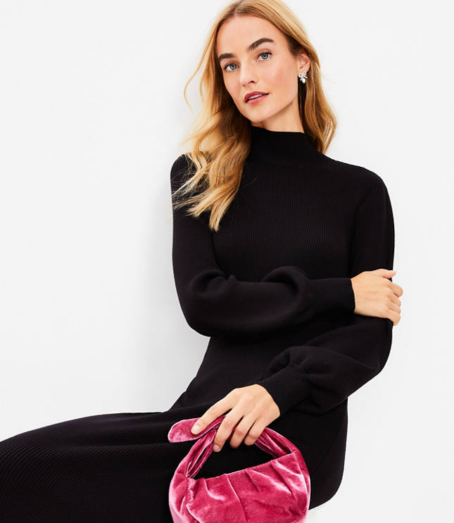 Ribbed Turtleneck Midi Sweater Dress