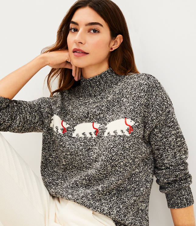 Petite Polar Bear Mock Neck Sweater