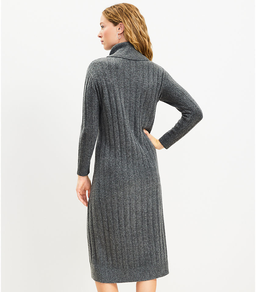 Ribbed Turtleneck Midi Sweater Dress