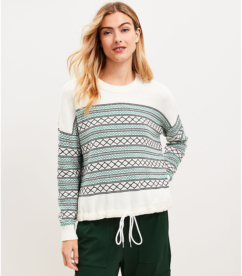 Lou & Grey Fair Isle Drawstring Hem Sweater
