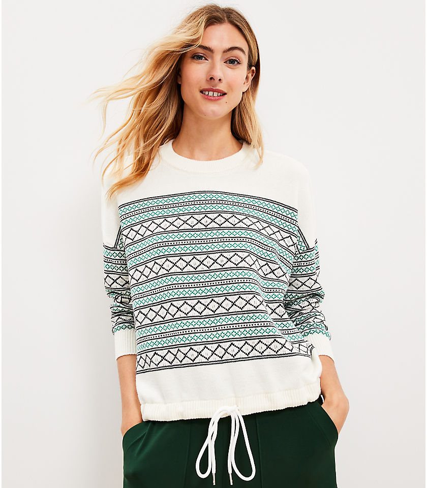 Lou & Grey Fair Isle Drawstring Hem Sweater
