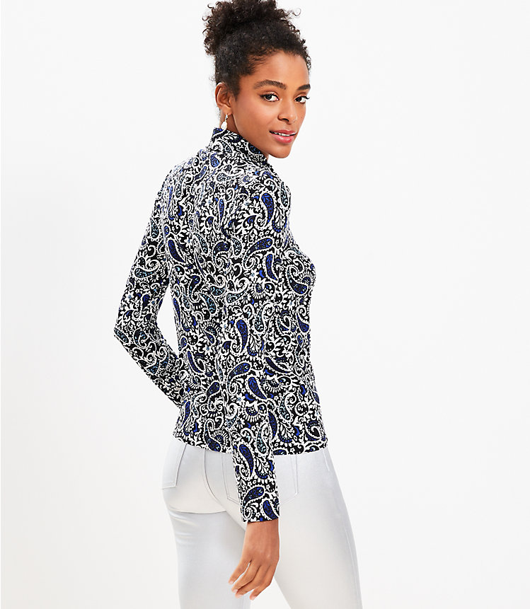 Petite Lace Paisley Long Sleeve Turtleneck Top image number 2
