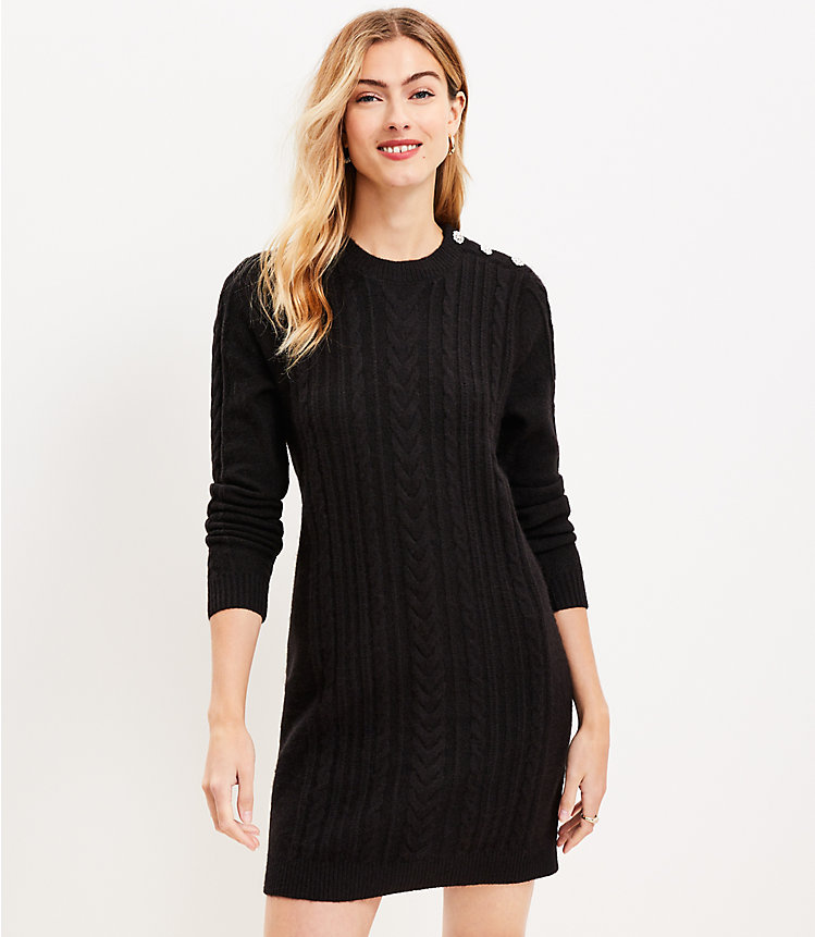 Shoulder Button Cable Sweater Dress image number 0