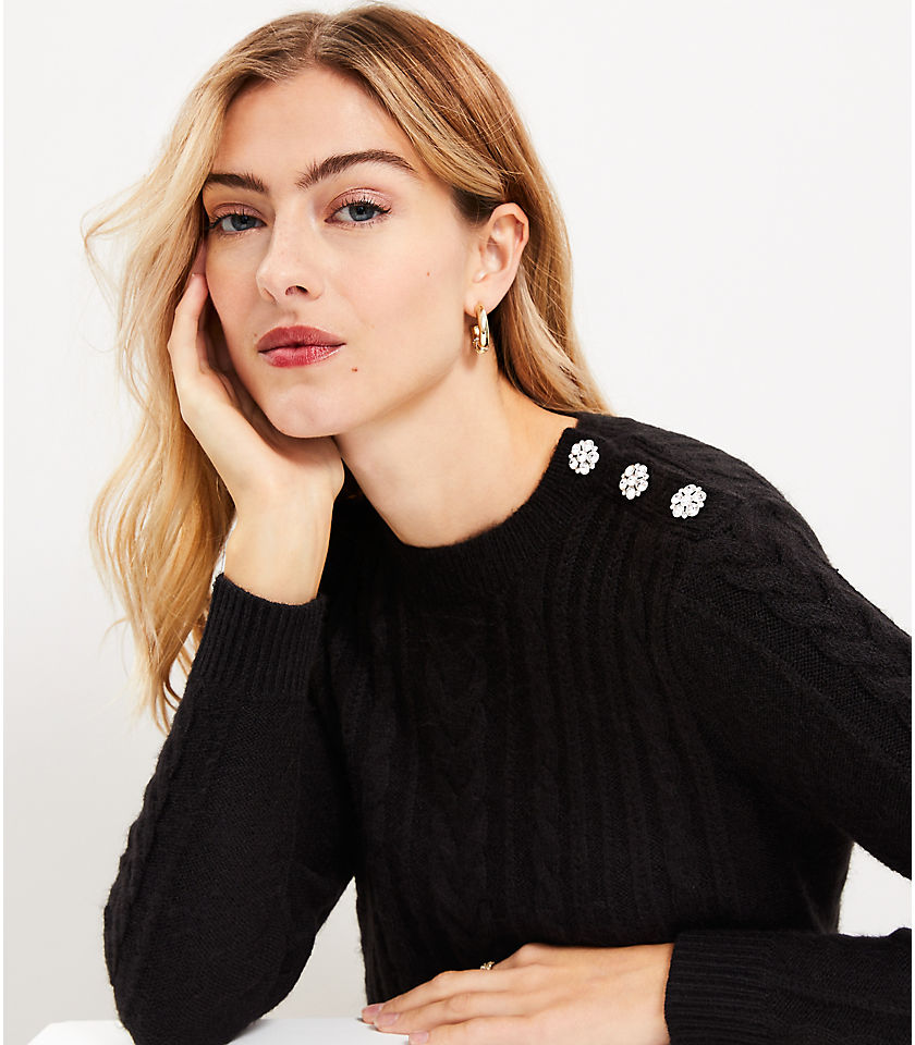 Shoulder Button Cable Sweater Dress