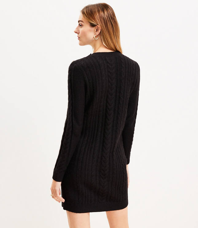 English Factory + Cable Knit Mixed Media Sweater Dress