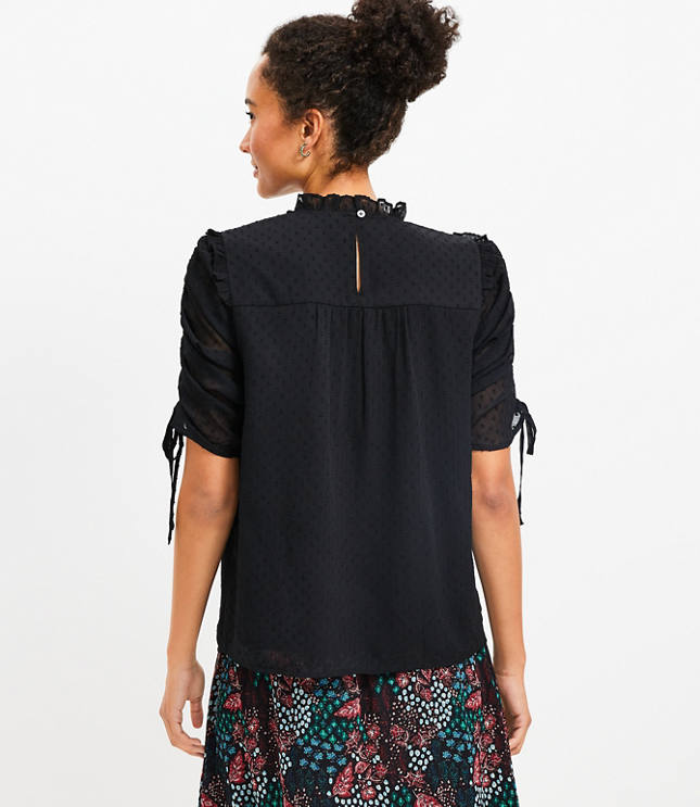 Petite Clip Ruffle Tie Sleeve Top