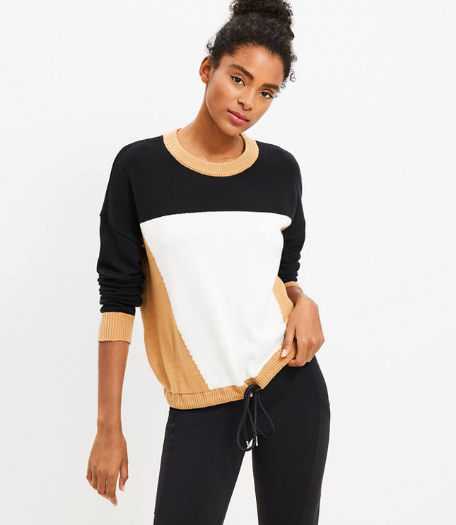 Lou & Grey Colorblock Drawstring Hem Sweater