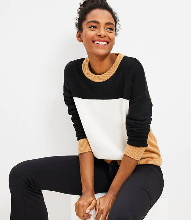 Lou & Grey Colorblock Drawstring Hem Sweater