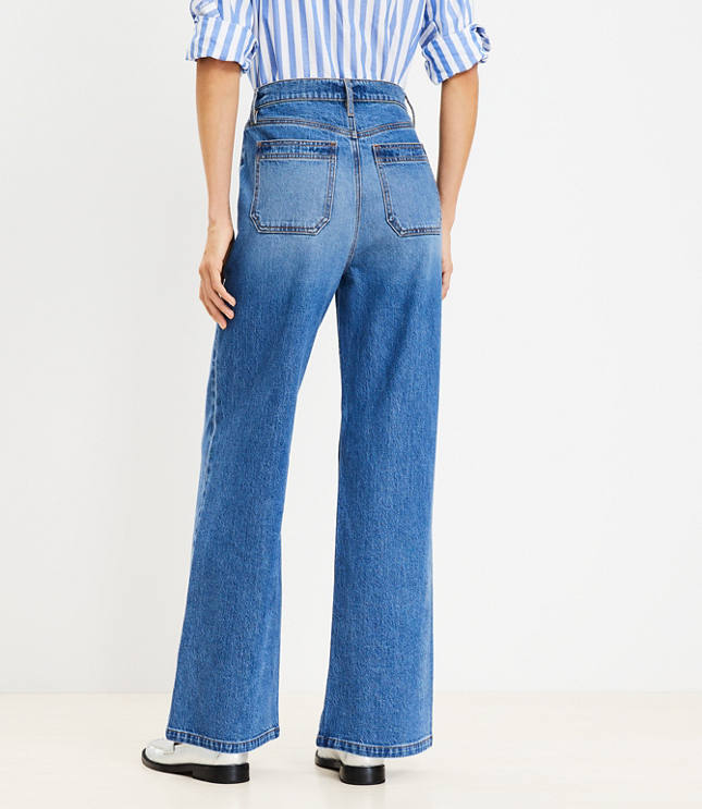 UNIQUE Light Blue Mid Rise Wide Leg Jeans