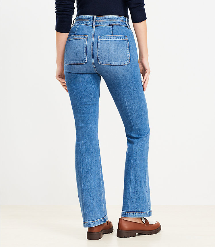 Curvy High Rise Slim Flare Jeans in Vintage Mid Indigo Wash image number null