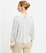 Petite Dotted Mixed Media Ruffle Sleeve Top carousel Product Image 3