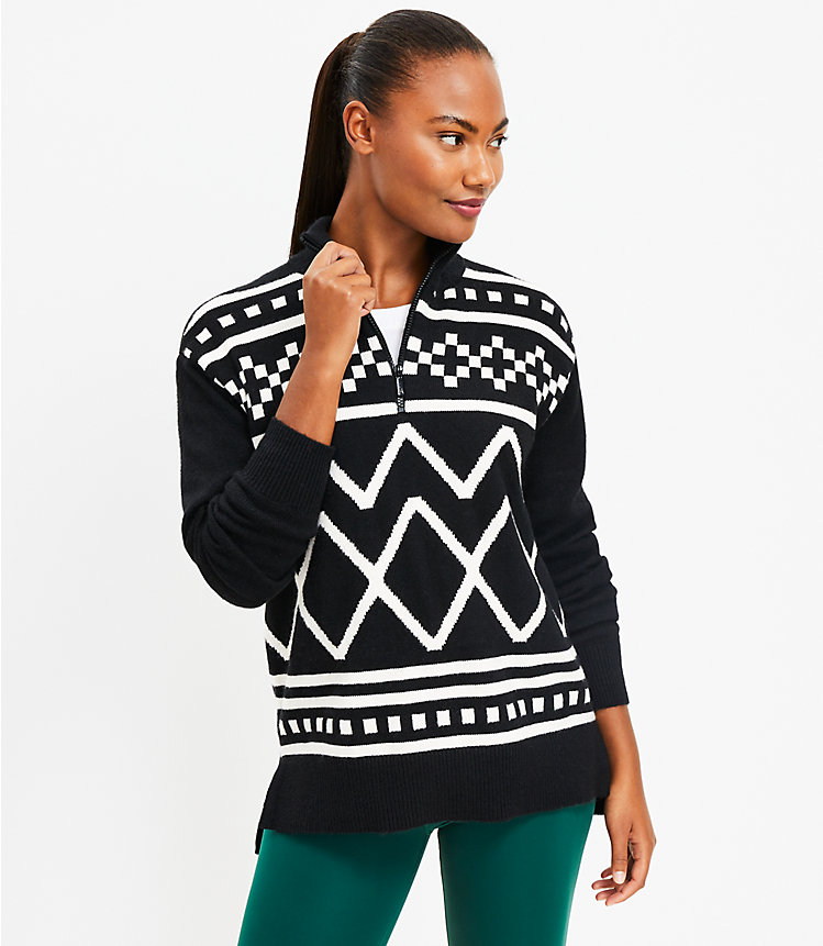 Lou & Grey Fair Isle Half Zip Tunic Sweater image number 0