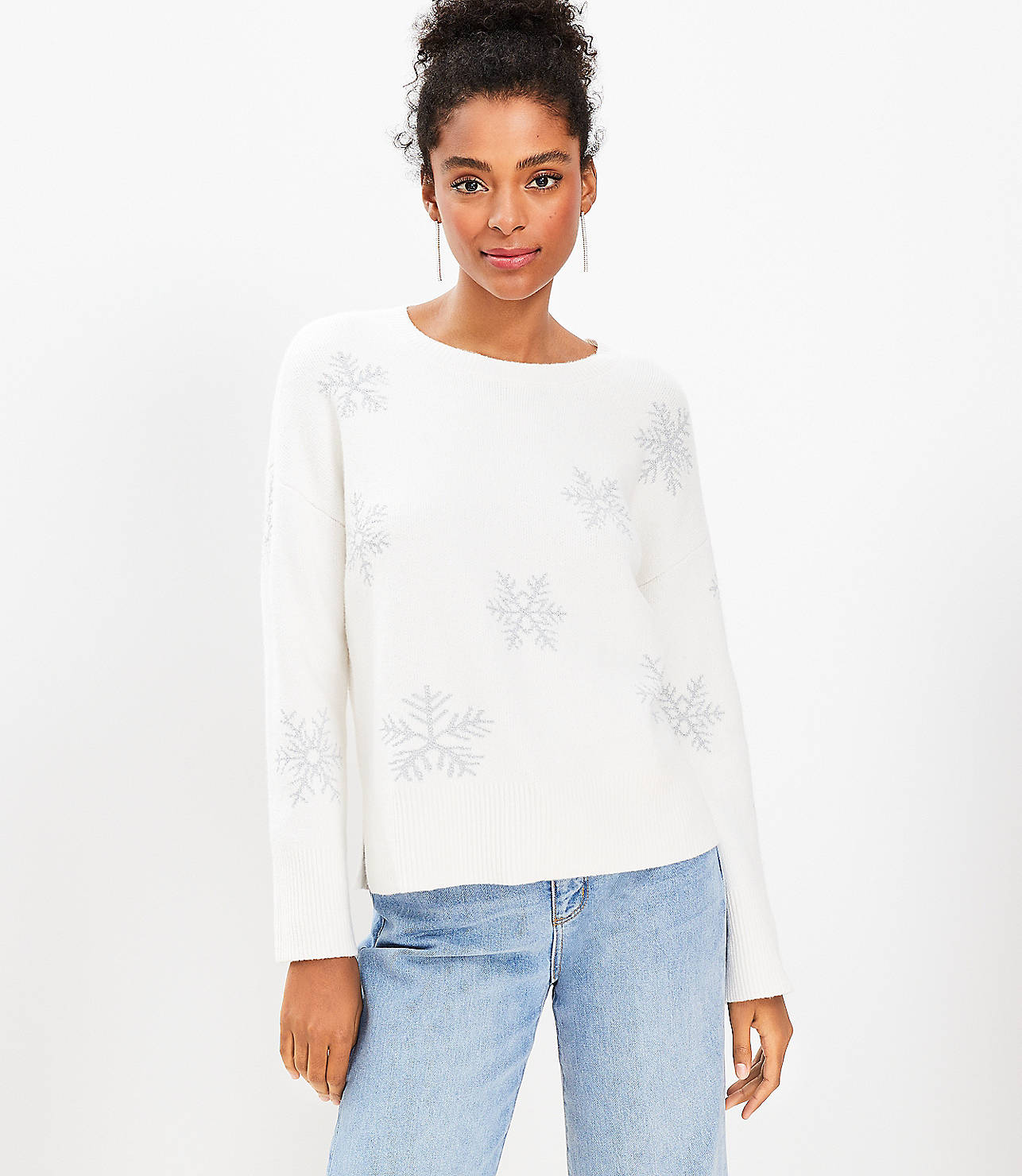 Petite Shimmer Snowflake Sweater