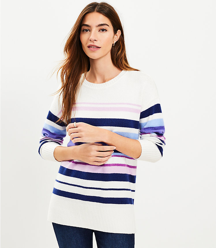 Striped Drop Shoulder Tunic Sweater image number 0
