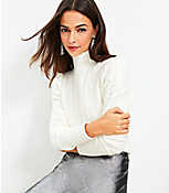 Petite Puff Sleeve Turtleneck Cable Sweater carousel Product Image 2