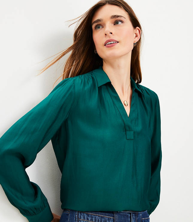 Collared VNeck Blouse