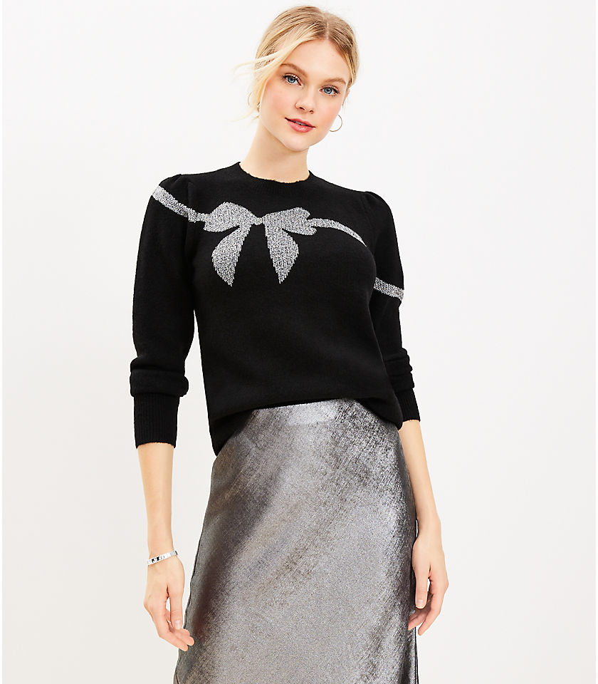 Petite Shimmer Bow Sweater
