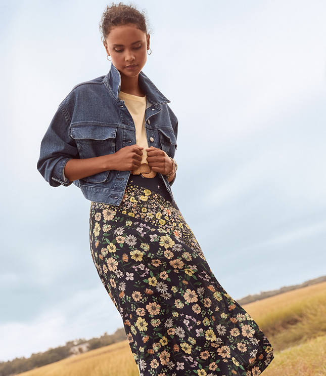 Cropped Denim Jacket in Classic Mid Wash - Classic Mid Wash