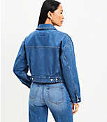 Cropped Denim Jacket in Classic Mid Wash carousel Product Image 4