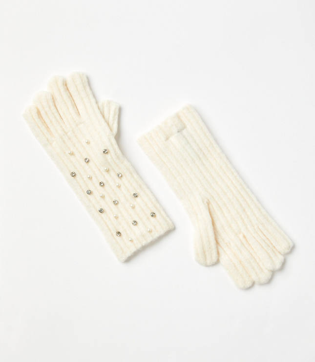 Pearlized Sparkle Ribbed Gloves