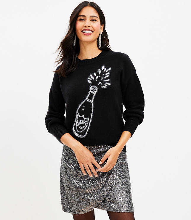 Petite Paisley V-Neck Sweater